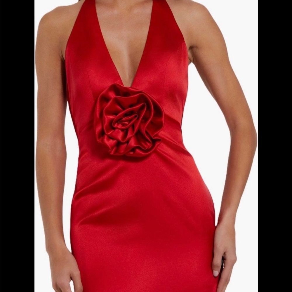 Mac Duggal Elegant Red Halter Dress